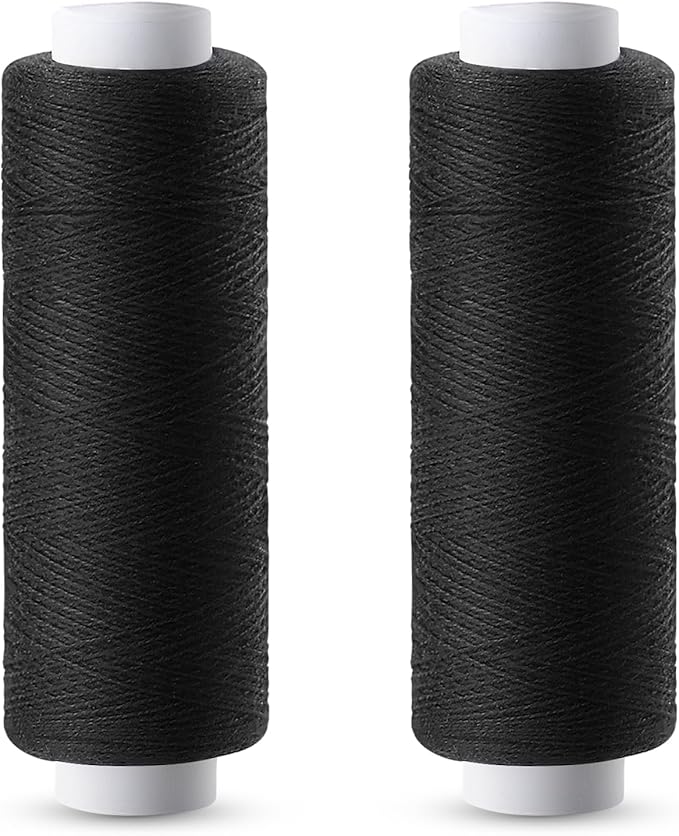 Black Thread, 2 PCS 200 Yards All Purpose Black Thread for Sewing, Hand Stitching, Embroidery