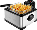 Chefman 4.3 Litre Deep Fat Fryer w/Basket Strainer, XL Jumbo Size, Adjustable Temperature & Timer, Perfect for Fried Chicken, Shrimp, Chips & More, Removable Oil-Container, Stainless Steel