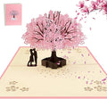 3D Pop Up Greeting Card with Envelope for Wife Husband Her Him Boyfriend Girlfriend, Romantic Couple Under Cherry Tree, Cards for Wedding, Christmas, Birthday, Anniversary, Valentine's Day
