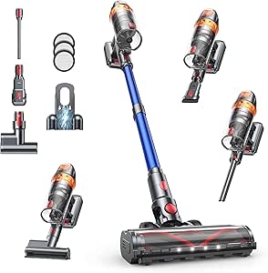 SMOTURE Cordless Vacuum Cleaner, 650W 50KPA Stick Vacuum With Extra Mattress Cleaning, Up to 60 Mins Runtime, Self-Standing Vacuum with Auto Mode, Lightweight Vacuums for Hardwood Floor Carpet