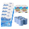MEGA TISSUE ROLLS BUNDLE 45 x Toilet 3ply 24 x Kitchen 6 x Blue Rolls