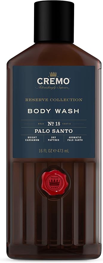 Cremo Reserve Collection Body Wash, Men's Shower Gel for Body Skin Care, Palo Santo Luxury Fragrance, 473 ml