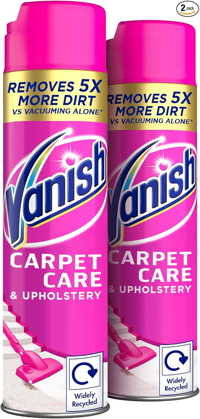 Vanish Oxi Action Upholstery & Carpet Cleaner, Stain Remover Foam for Large Area Cleaning, 600ml | Spring Flowers Fragrance | Cleans and Freshens your Carpet | Pack of 2