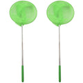 2X Outdoor Catching Catching Butterfly Net Fishing Net Bag Stainless Steel Telescopic Fishing Net Tool Green