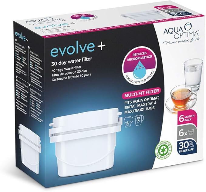 Aqua Optima EPS612 Evolve plus 30 Day Water Filter Cartridge, 6 Pack (6 Months Supply), Old Version