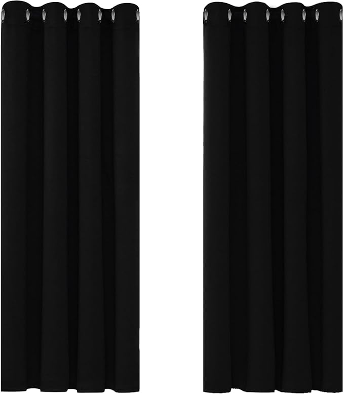 Deconovo Blackout Curtains Bedroom Super Soft Thermal Insulated Eyelet Blackout Curtains for Living Room 46 x 54 Inch Black 2 Panels