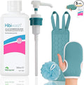 Hibiscrub now Hibiwash Complete Kit - Hibiwash 500ml Antibacterial Body Wash, Pump for Hibi scrub & 3 piece Microfibre Wash Set for gentle cleansing - (Also known as Hibiclens or Hibiscrub)