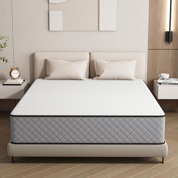 25CM Double Mattresses with Innerspring Hybrid Memory Foam, Double Size Mattress for Ultimate Support & Pressure Relief, Medium Firm Mattress in a Box (190x135x25CM)