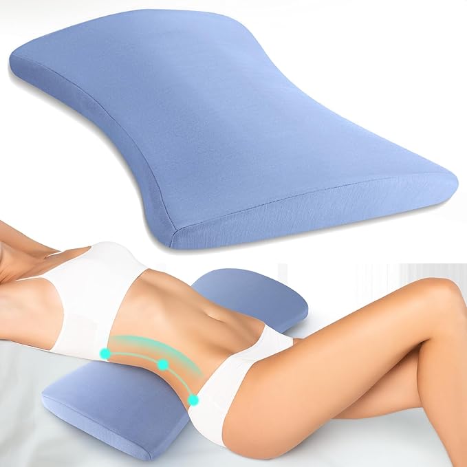 Lumbar Support Pillow for Bed Relief Back Pain: Lower Back Pillow for Sleeping - Memory Foam Waist Pillow - Back Bolster Pillow for Side, Back&Stomach Sleepers - Car Seat Cushions for Car, Sofa