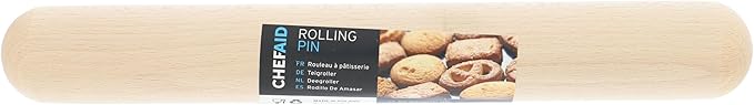 Chef Aid Wooden Rolling Pin, Ideal for All Baking tasks and Perfect for Pastry and Dough Products, Measures 28.5 cm Wide and Made from Well Source Wood, Beige