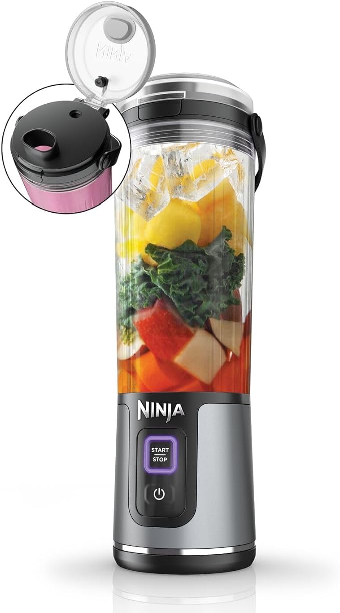 Ninja Blast Portable Blender, 530ml, Leakproof Lid & Sip Spout, Powerful Cordless Mini Blender, Rechargeable, Portable Smoothies, Protein Shakes, Blends Ice & Frozen Fruit, Black, BC151UKBK