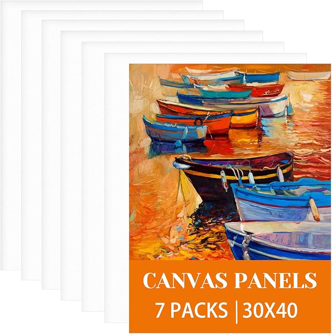 30x40cm Canvas for Painting 3mm 7 pcs, A3 Canvas Board, Triple Primed, Cotton Acid-Free Canvases for Acrylic & Oil & Watercolor, for Professional Artist, Hobby Painters & Beginners