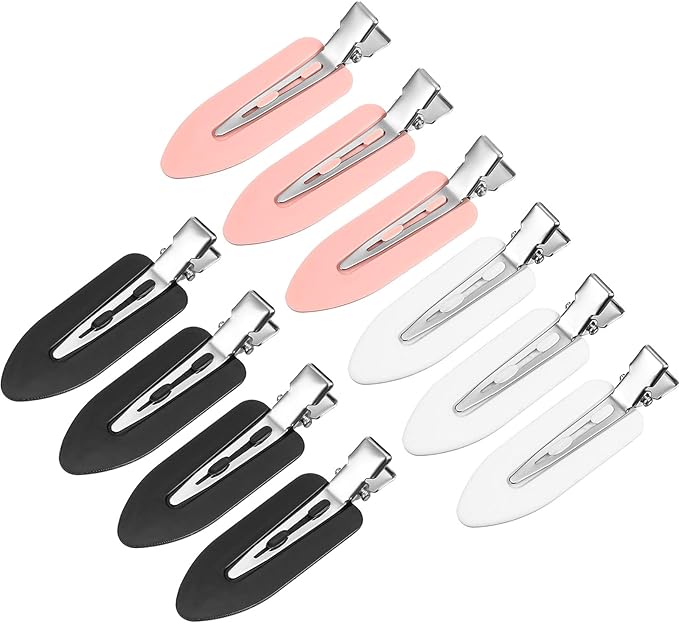 10 Pieces No Crease Hair Clip No Bend Clips Hair Clips Curl Pin Clips Makeup Hairpin for Bangs Finger Waves Makeup Application Hairdressing Hairpins for Women Girl(Black, White, Pink)