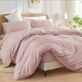 Double Size Duvet Cover Set (Blush) - 3 Pcs Brushed Microfiber Plain Dyed Quilt Cover - Bedding Set with Button Closure Include 1 Duvet Cover & 2 Pillowcases
