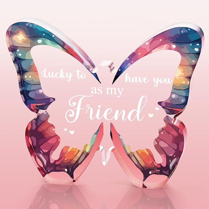 Welsky Galentines Gifts, Friendship Gifts for Women Butterfly Acrylic Plaque, Best Friend Birthday Gifts for Women, Anniversary Wedding Presents for Friends