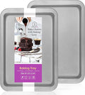Set of 2 Baking Trays for Oven Non Stick, Premium Carbon Steel Oven Trays Non Stick with Teflon Coating, Durable & Easy-Clean NonStick Baking Tray Set for Cookies & Savories (32x22x2cm)
