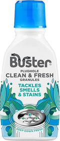 Buster Plughole Clean & Fresh Granules (Eucalyptus) Fast-Acting Dishwasher & Washing Machine Cleaner & Sink and Drain Cleaner for Bad Smells and Stains, Fresh Scent, 300g - Made in UK