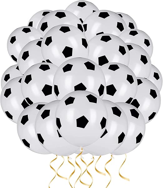 16 Pcs Black Soccer Latex Balloons 12 Inch Football Balloons,Black White Soccer Balloons,Birthday Balloons for Sport Theme Party，World Cup Party Football Fans Party Supplies