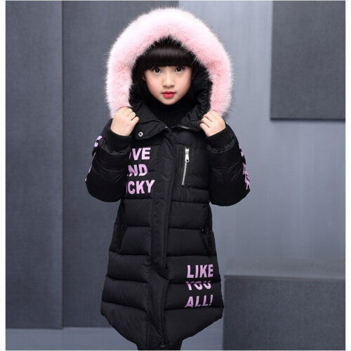 (Black, 7-8 Years) Kids girls Long Coat Padded Winter Hooded Jackets