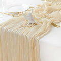 Sioloc 1 Pack Beige Cheesecloth Table Runner Summer Decor 90cmX300cm Boho Gauze Runner for Fall Autumn Decor Wedding Party Baby Bridal Shower Birthday Table Decorations