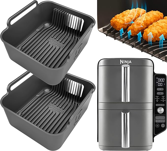 Airflow Pro™ Ninja Double Stack XL 9.5L SL400UK Silicone Liners | Glove-Like Fit for Ninja 9.5L XL SL400UK | 3mm Thick + 15mm Ridges for Airflow | Ninja SL400UK Accessories | by iStock Kitchen
