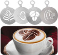 4 PCS Stainless Steel Coffee Stencils - Personalized Latte Art and Cake Decor with Barista-Grade Cappuccino Arts Templates