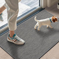 LEKEEPGO Doormat 17x29 Inch Non Slip Doormat Indoor Rubber Backing Washable Absorbent Low Profile Entrance Resists Dirt Indoor Door Mats Light Grey