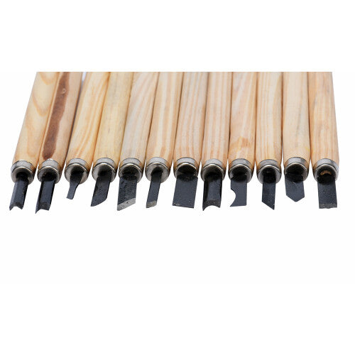 (Multicolor) 12Pcs Wood Carving Hand Woodworking Tool Set Woodworkers Gouges