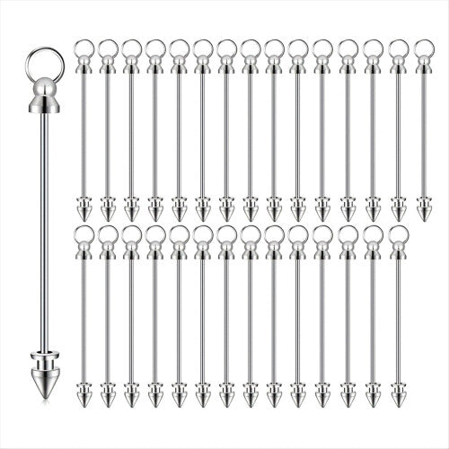 30 Pcs Beadable Keychain Bar Blanks â€“ Metal DIY Keychain Making Supplies for Beaded Jewelry