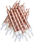 Anniversary House Pack of 12 Rose Gold Metallic Birthday Candles with Holders, 7.5cm, Celebration Cake Decoration, Birthday Candles for Cakes, Candles for Cake, Copper, AHC233