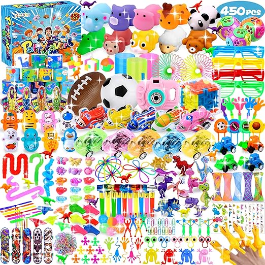 450pcs Party Bag Fillers, Bulk Small Assortment Unisex Prize Box Toys Classroom Rewards Goodie Loot Party Bag Fillers Toys for Boys Girls Birthday Party Favors