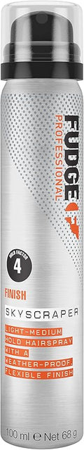 Fudge Professional Hairspray Travel Size, Skyscraper Light to Medium Hold Hair Spray, For Women, All Day Hold, Weather Proof, Controls Frizz and Flyaways, 100 ml