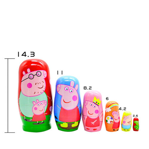 Matryoshka 6-Layer Russian Pig 6-Layer Basswood Children's Toy