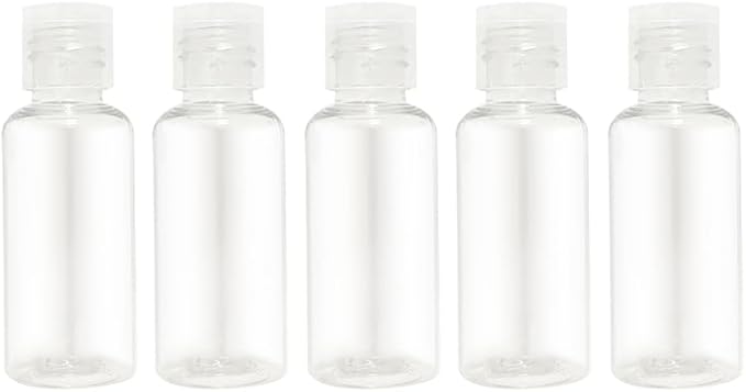 5 Pieces Flip Cap Bottles Plastic Empty Transparent Containers Bottle Refillable Squeeze for Travel Shampoo Cosmetic Lotion Toiletries (50ML)