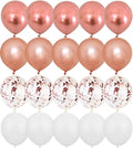 Metallic Rose Gold Balloons - 20pcs Rose Gold & White, 12in Confetti for Party