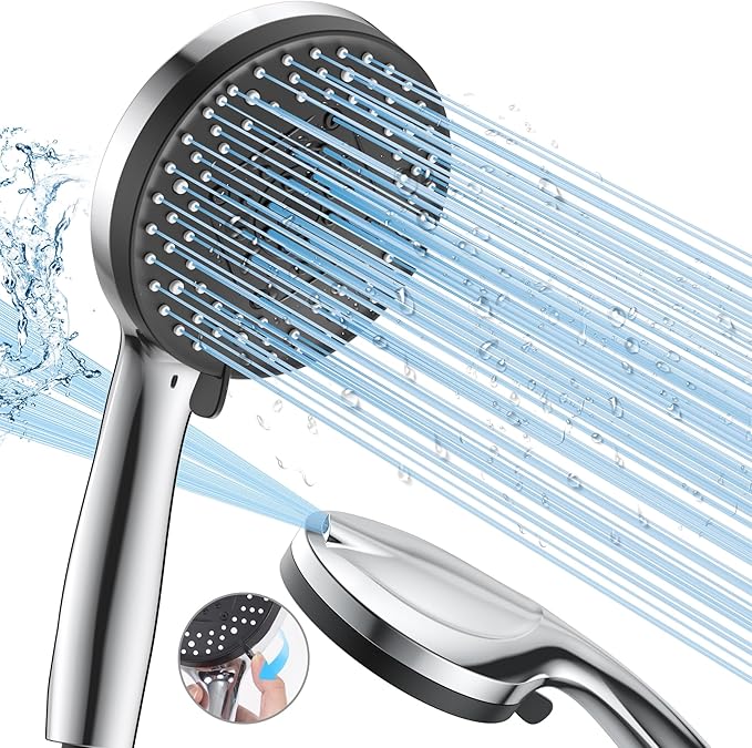 VOXON High Pressure Shower Head with 10 Modes, Large Powerful Flow Handheld Showerhead, Built-in Power Wash to Clean Tub, Tile & Pets, for Low Water Pressure