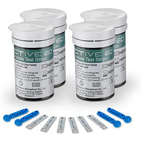 100x Exactive EQ Blood Glucose Test Strips Codefree + 100x Daily Use UK