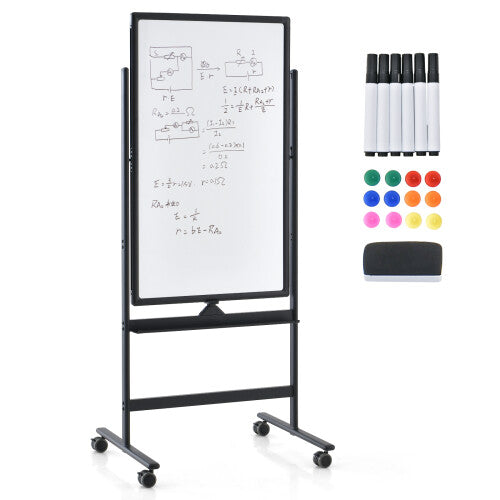 Reversible White Board Height Adjustable Dry Erase Board W/ Black Markers