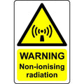 Warning non-ionising radiation safety sign - Self adhesive sticker - 200mm x 150mm