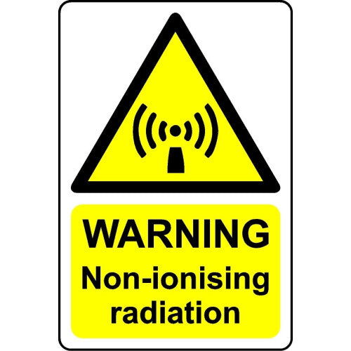 Warning non-ionising radiation safety sign - Self adhesive sticker - 200mm x 150mm