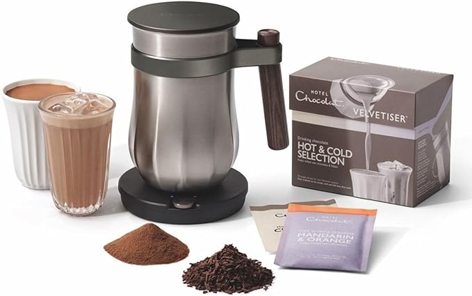 Hotel Chocolat - The Velvetiser System - in-Home Hot & Cold Drinking Chocolate Machine - Barista-Grade Drinking Chocolate Maker - Pewter Edition - Ideal for Gifts
