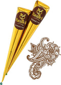 2 Pcs Henna Mehndi Cones Dark Brown Mehndi | All Natural Body Art Organic Herbal Temporary Tattoo | Ready to Use Henna | Pack of 2