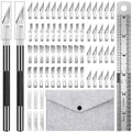 64-Piece Exacto Knife Precision Craft Set with 60 Blades, Steel Ruler & Storage Bag â€“ Versatile Hobby Knife for Paper, Wood, Foam Board