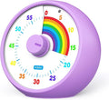 Visual Timer for Kids, 60-Minute Countdown for Classroom Office Kitchen, Desk Timer Kids Time Management Tools with Silent Operation, Pomodoro Time Rainbow Pattern (Purple)