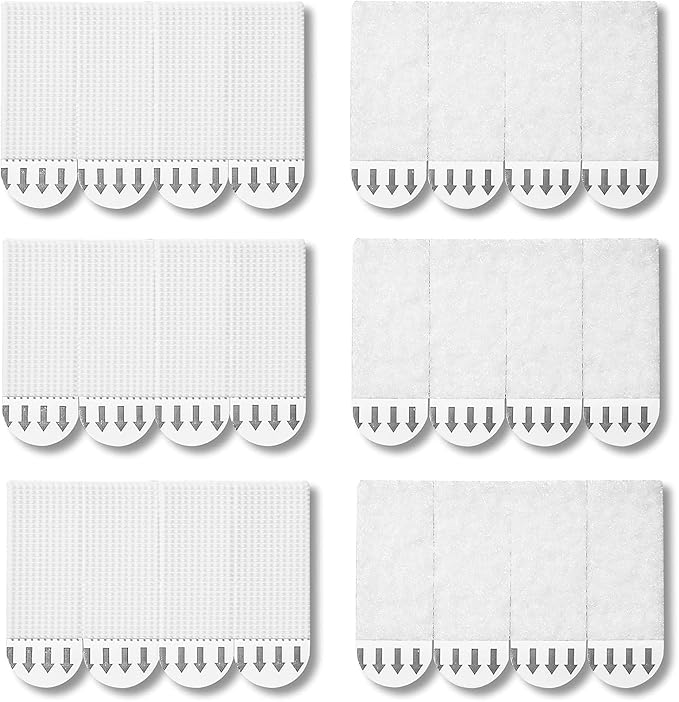 Picture Hanging Strips Heavy Duty,12-Pairs(24 Strips) Picture Canvas Hanger No Nails,Photo Frame Stickers for Wall,Hanging Picture Without Nail,Hook and Loop Mounting Tape. (16 x 45mm)