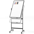 Double-Sided Magnetic Mobile Whiteboard Adjustable Rolling Erase Board W/ Marker