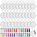 128Pcs Sublimation Keychain Blanks Set Key Rings Sublimation Blanks Heat Transfer Keychain Tassels MDF Blank-Round