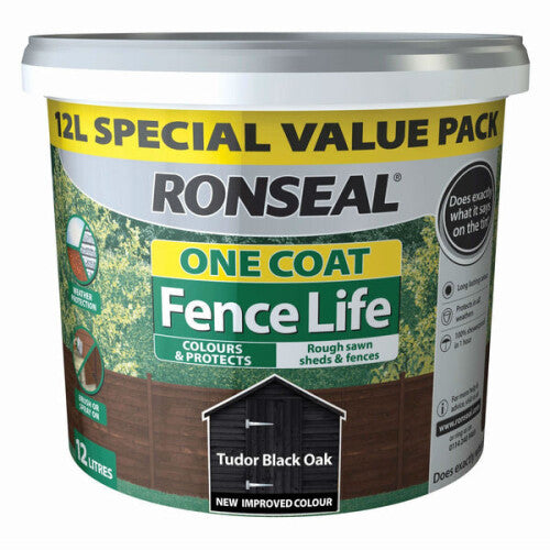 Ronseal One Coat Fence Life Tudor Black Oak 12L