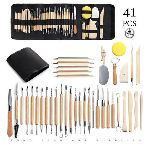 41 pcs Clay Sculpting Chisel Modeling Pottery Tool for Potter, Ceramics, DIY Artist, with Storage Bag