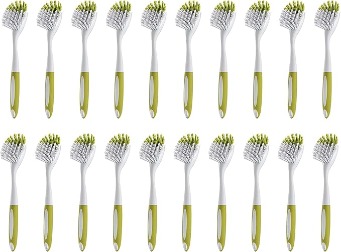 Washing Up Brushes for Dish Kitchen Sink Pot Pan Scrubbing with Durable Bristles, Yellow-green 20Pcs